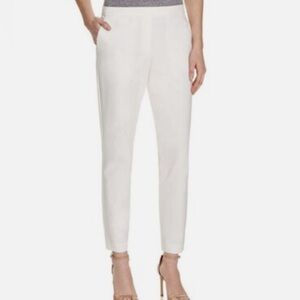 NEW Theory Thaniel Z2 Ankle Cropped Pants Women’s 8 Ivory Maxyne Crepe MSRP $285